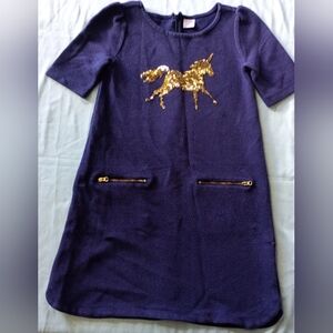 ‼️5 items for $8‼️Navy Dress with Gold Sequin Unicorn